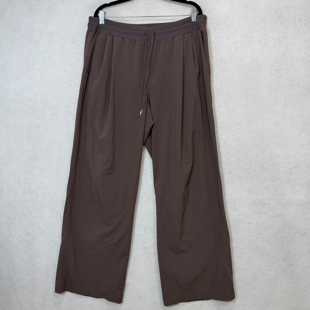 Calia Dress Pants Womens 8 Brown Microfiber Wide Leg Drawstring Travel